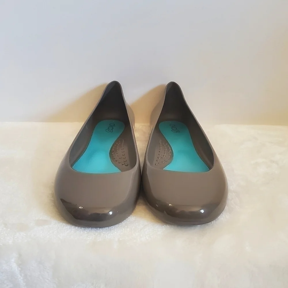 OKA B Taylor Gray Brown Jelly Rubber Ballet Slip On Flats Size US 8 EU 38